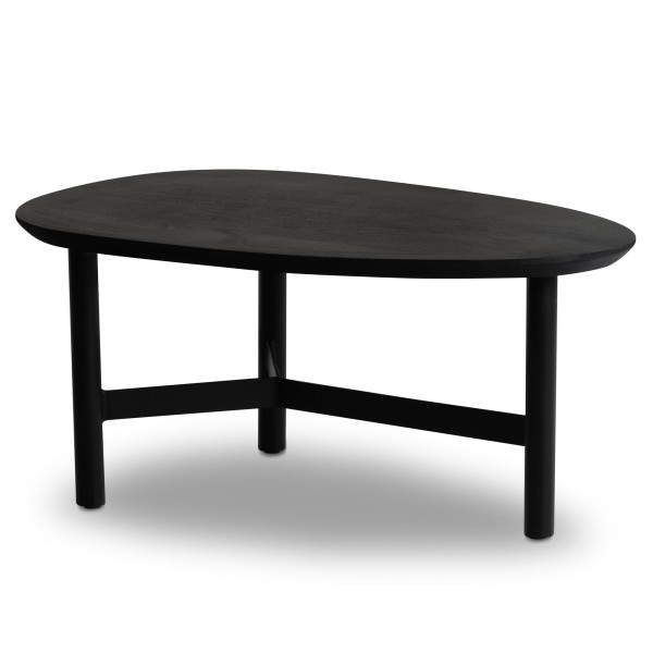 wonido Design Couchtisch, Mango Massivholz/Metall, Schwarz, Sofatisch